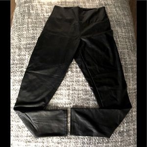 Black faux leather leggings